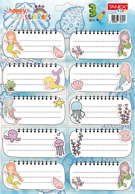 ETICHETE SCOLARE 30/SET MERMAIDS TLS-828 TANEX ETICHETE SCOLARE 30/SET MERMAIDS TLS-828 TANEX